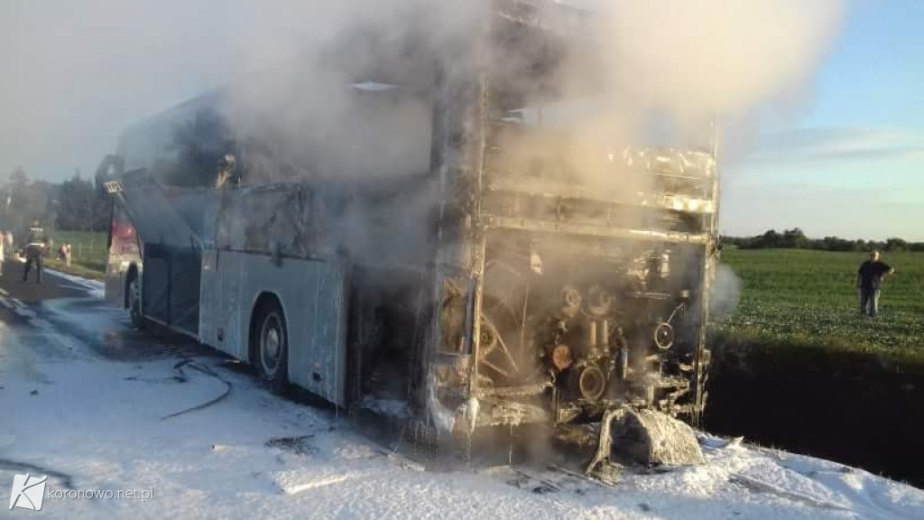 Pożar autobusu w Buszkowie