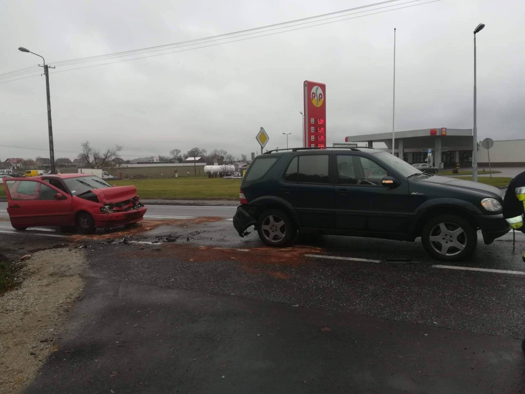 Zderzenie samochodów w Mąkowarsku
