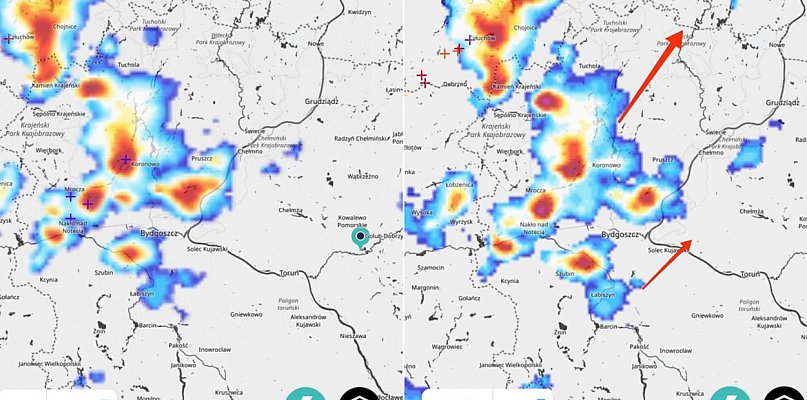 Silne burze nad Kujawsko-Pomorskiem  - także w okolicy Koronowa - 13200