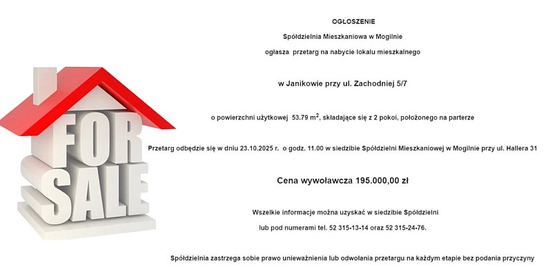 Przetarg na lokal mieszkalny w Janikowie - 13935